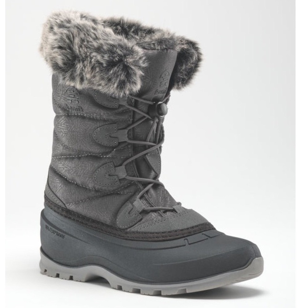 Kamik Womens Momentum 3 Insulated Faux Fur Winter Snow Boots Black Gray Size 8